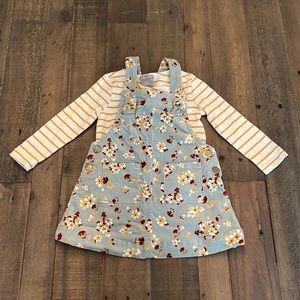 Tahari Baby Corduroy Floral Jumper Dress with Matching Striped Shirt